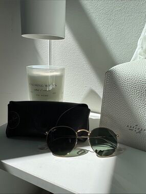 Ray-Ban Gold Frame Sunglasses with Green Lenses